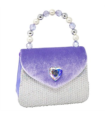 Pink Poppy Princess Violet Velvet & Sequin Handbag