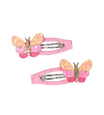 Pink Poppy Butterfly Skies Hair Clip
